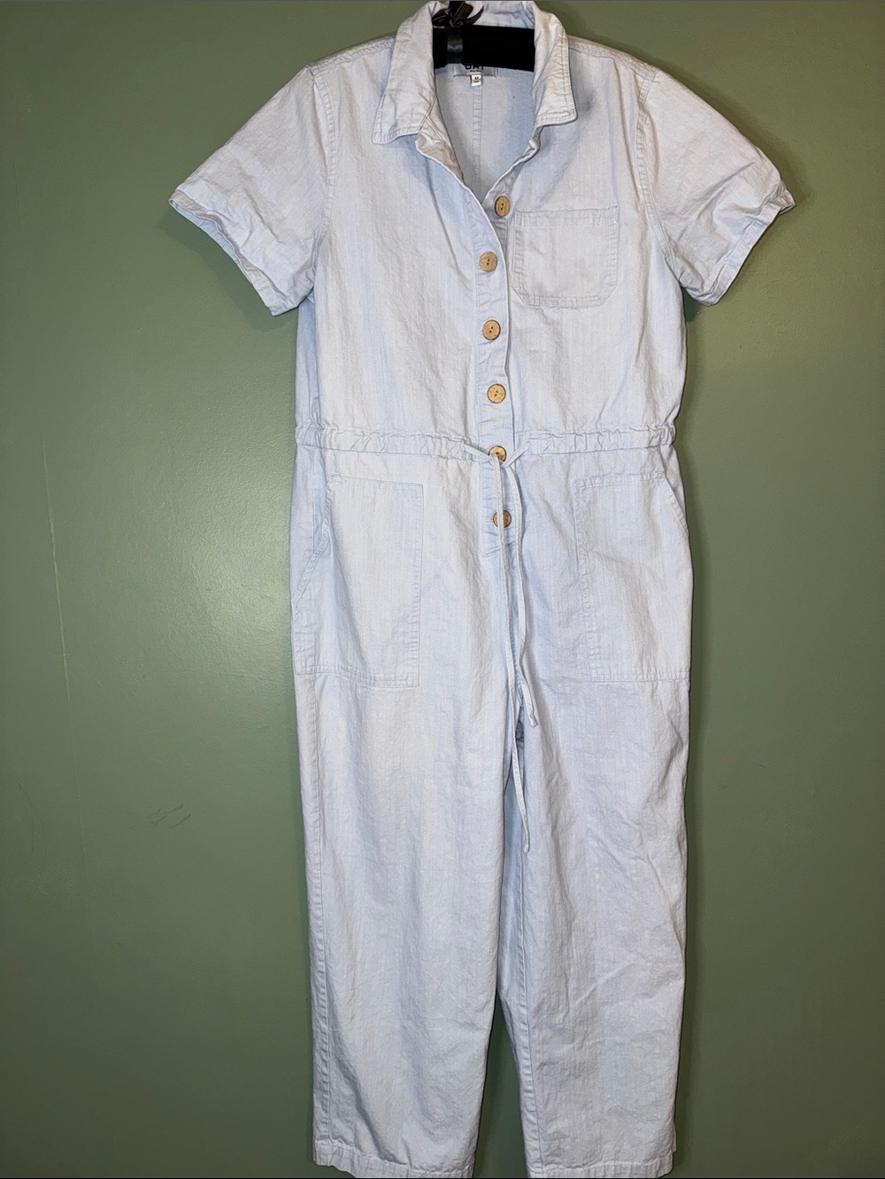 Oat NY Denim Chambray Short Sleeve Jumpsuit Lagenlook Medium